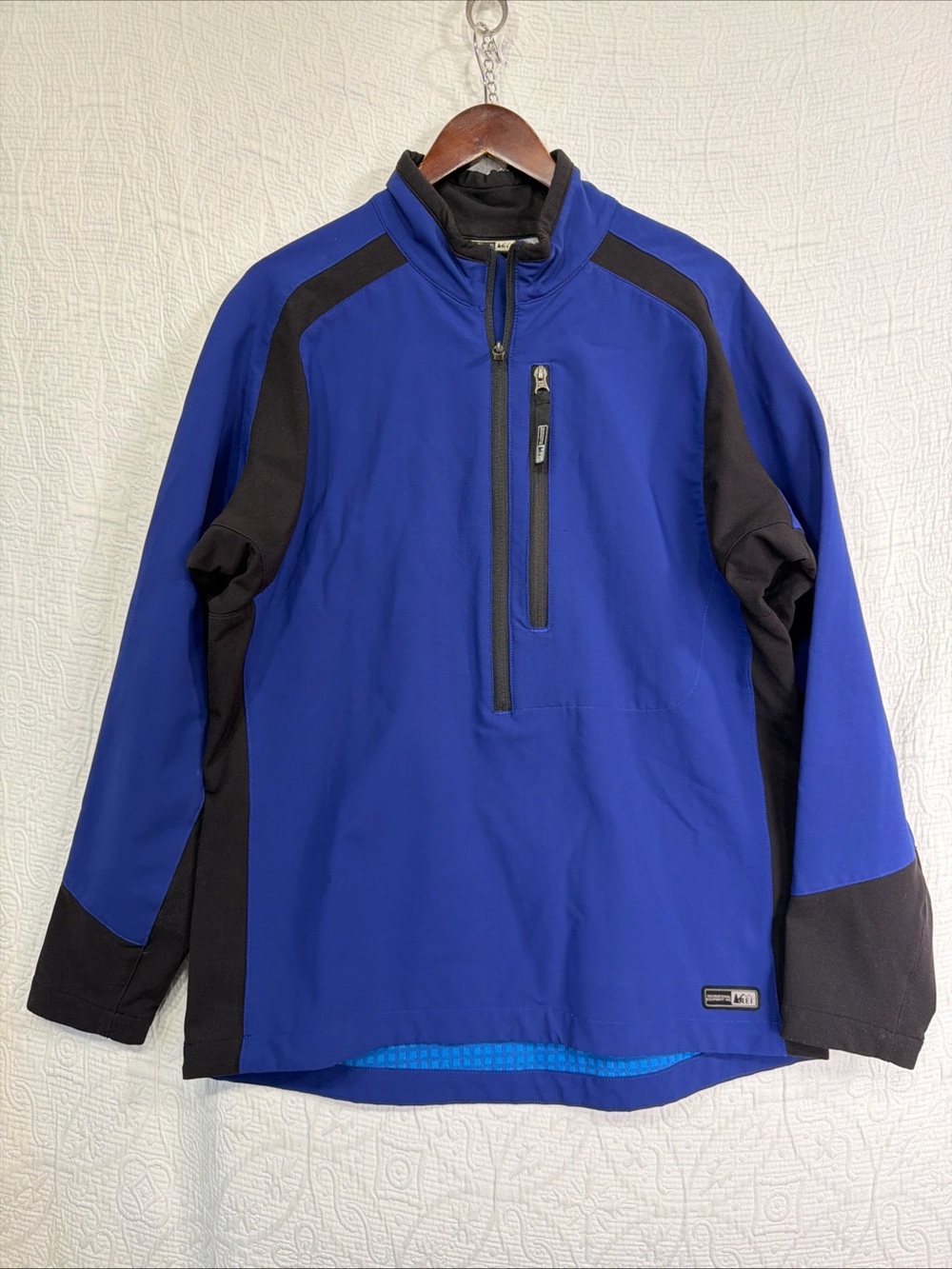 REI Mens Large Vintage Pull Over Jacket Windbreaker Colorblock Sporty Active L